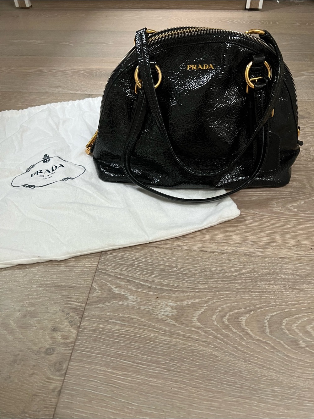 Prada Patent Leather Double Strap Bag